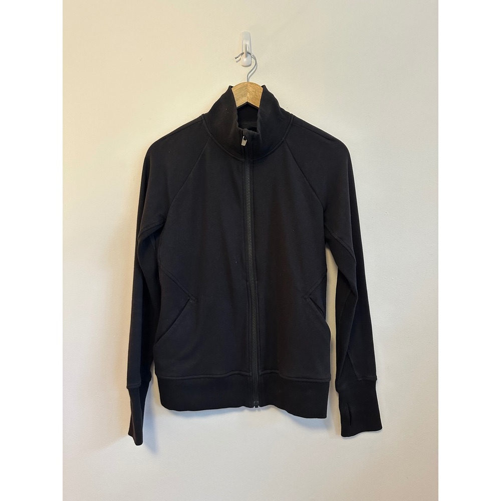 Athleta Triumph Full Zip Jacket Black Mock Neck Sweatshirt | Size Medium